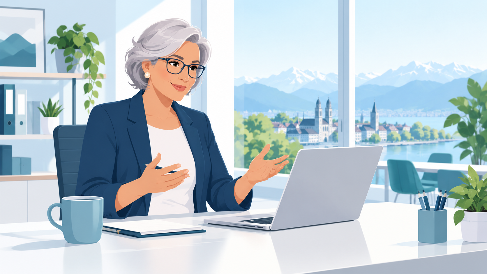 berater-nach-pensionierung-illustration Erfahrener Berater arbeitet nach der Pensionierung in der Schweiz weiter